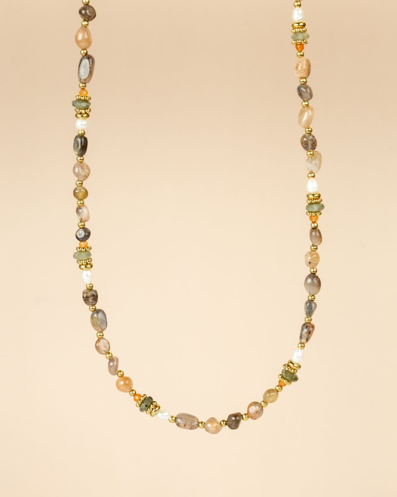 [MUJA-33028-MG-47] Collier – Acier Inoxydable – Pierre de Soleil – Muja Juma