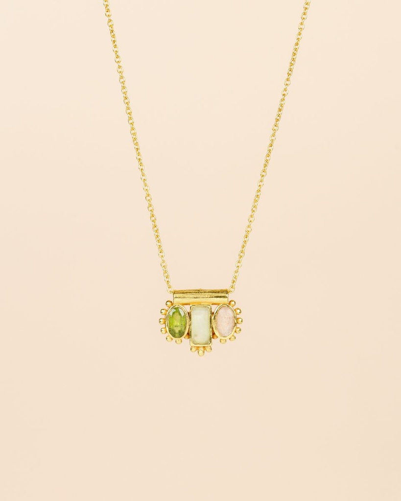 [MUJA-3757-GB-26] Collier 'Afiya' – Plaqué Or – Prehnite – Muja Juma