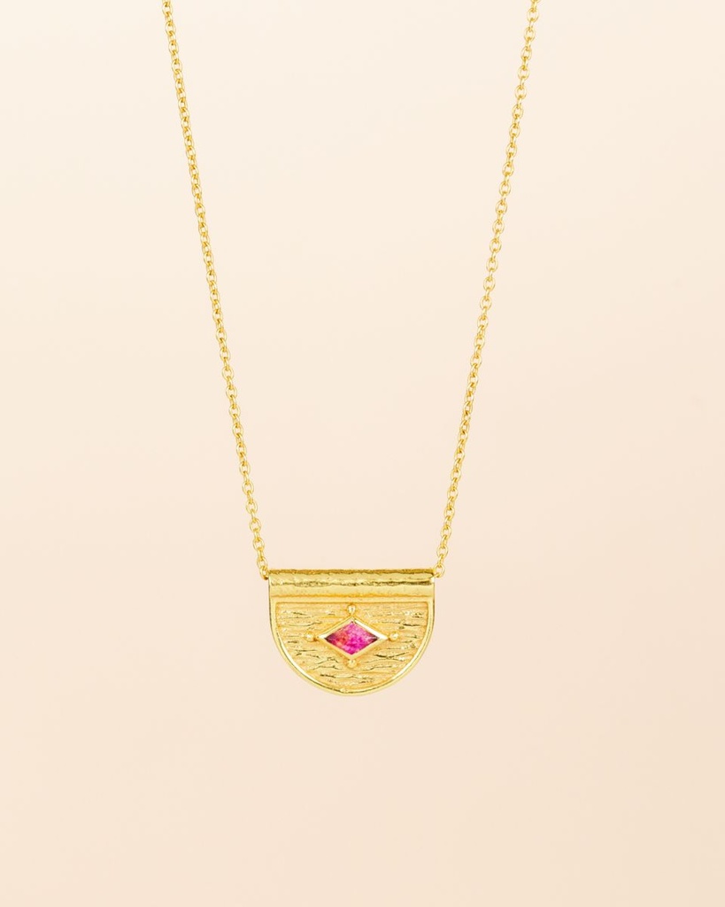 [MUJA-3772-GB-14] Collier 'Ikhlas' – Plaqué Or – Rubis – Muja Juma