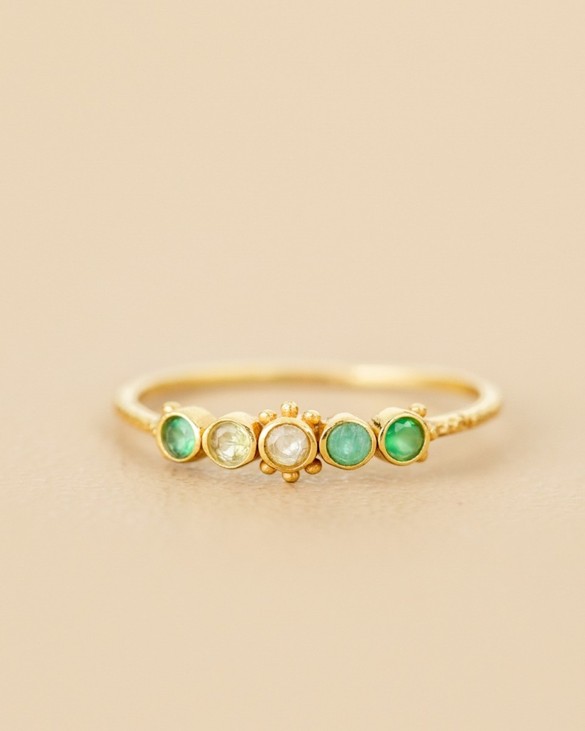 [MUJA-4703-GB-5-052] Bague 'Caterpillar' – Plaqué Or – Amazonite – Muja Juma