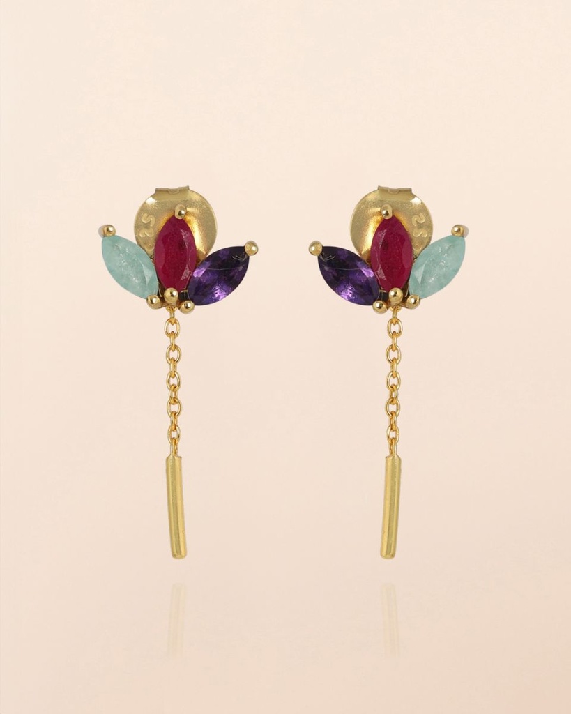 [MUJA-11065-GB-33] Boucles d'oreilles 'Triton' – Plaqué Or – Améthyste – Muja Juma