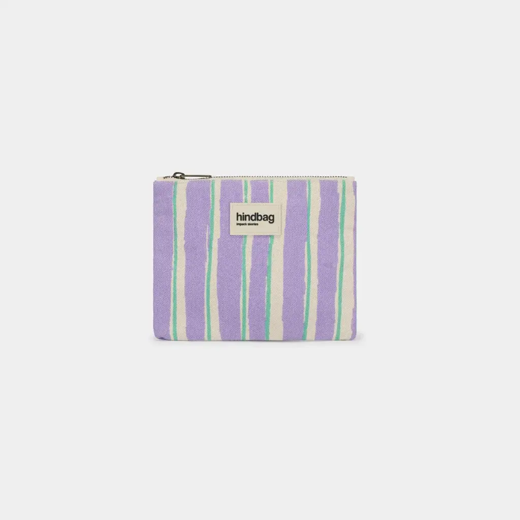 [HIND-7HINDLOU_RAYL_VIO] Pochette 'Lou' – Rayures vert & parme – Hindbag