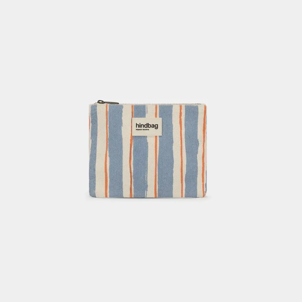 [HIND-7HINDLOU_RAYL_BLEU] Pochette 'Lou' – Rayures orange & bleu – Hindbag
