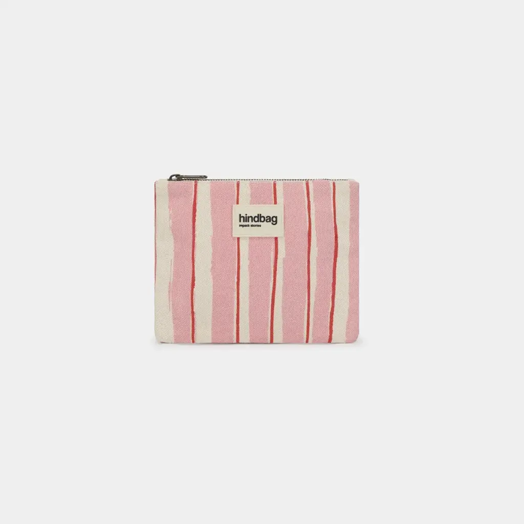 [HIND-7HINDLOU_RAYL_ROSE] Pochette 'Lou' – Rayures rouge & rose – Hindbag