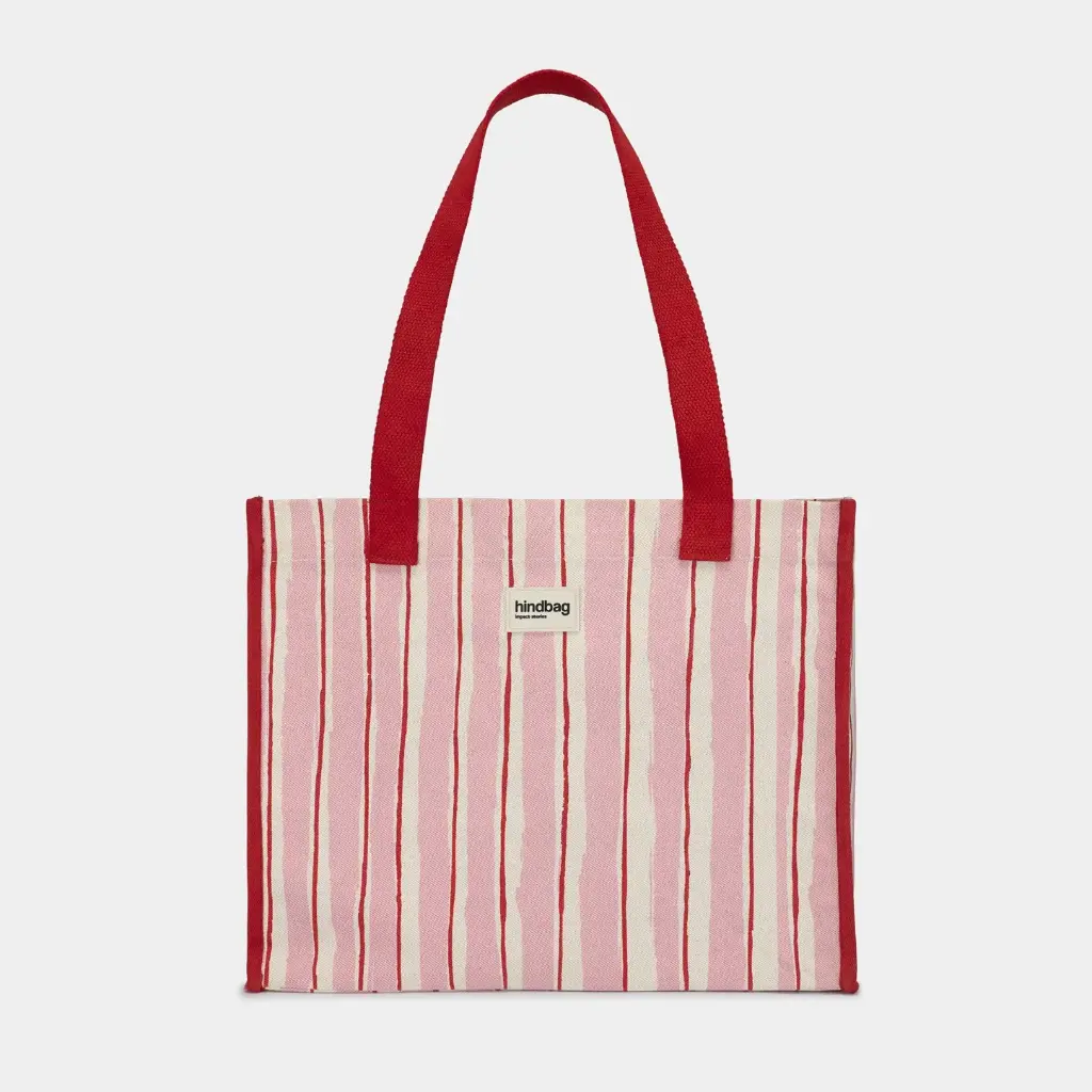 [HIND-7HINDCLAUDE_RAYL_ROSE] Sac cabas 'Claude' – Rayures rouge & rose – Hindbag