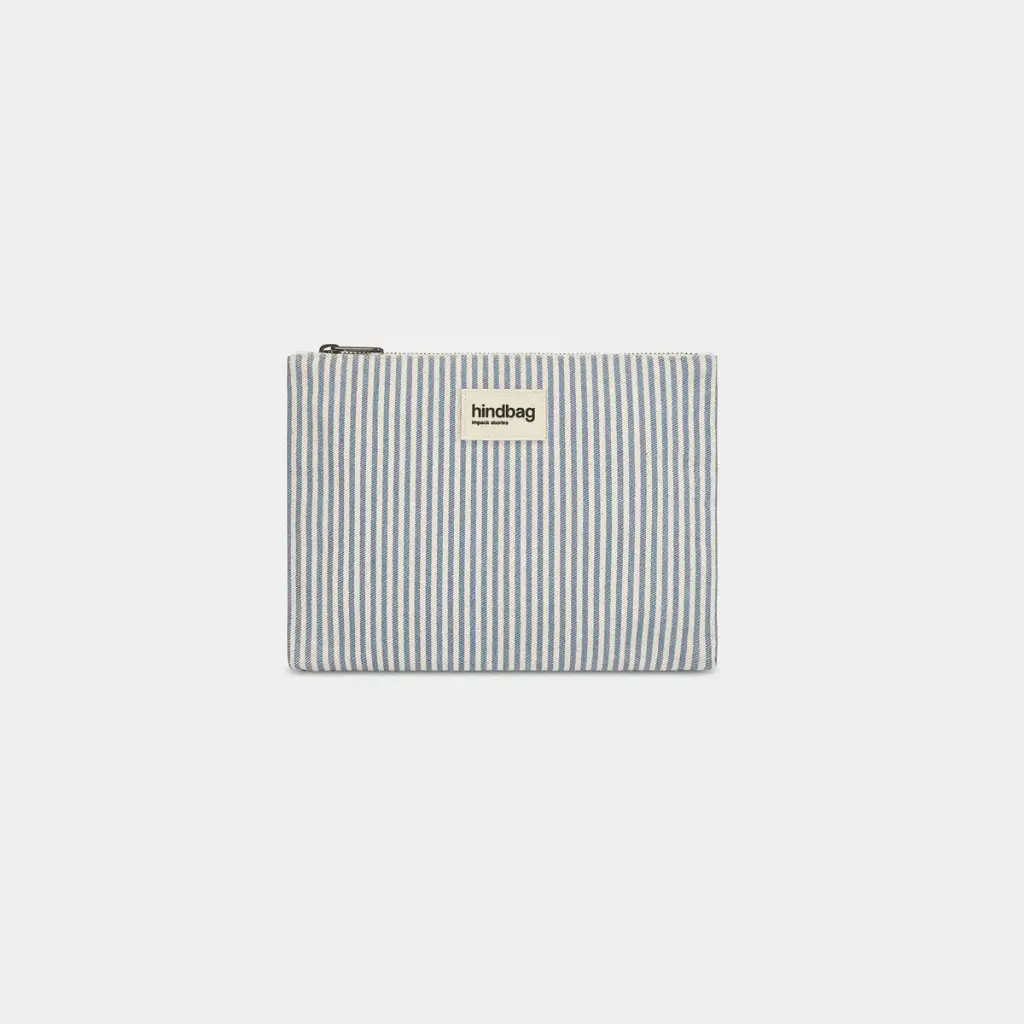 [HIND-7HINDEMA_RAYF_BLEU] Pochette 'Ema' – Rayures bleu – Hindbag