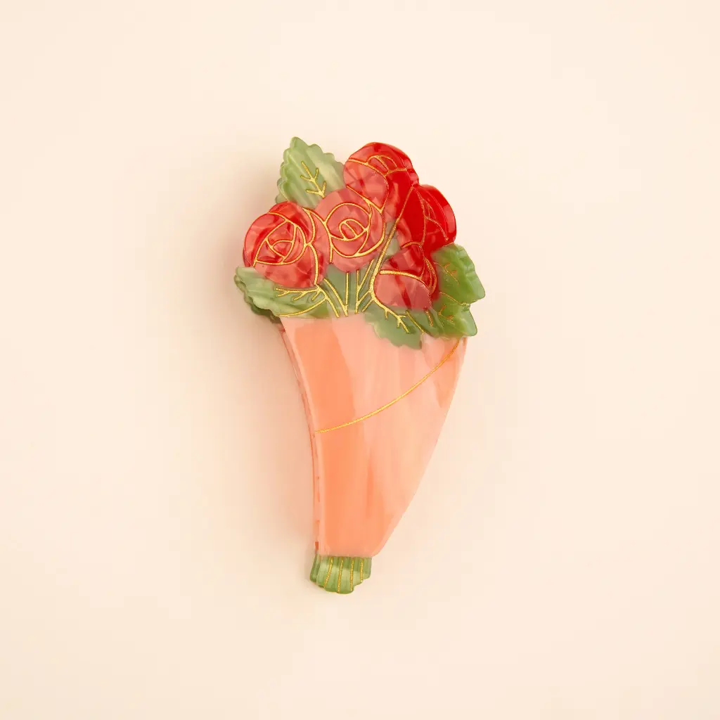 [COU-PINCEBOUQUETDEROSES] Pince à cheveux 'Bouquet de Roses' – Coucou Suzette