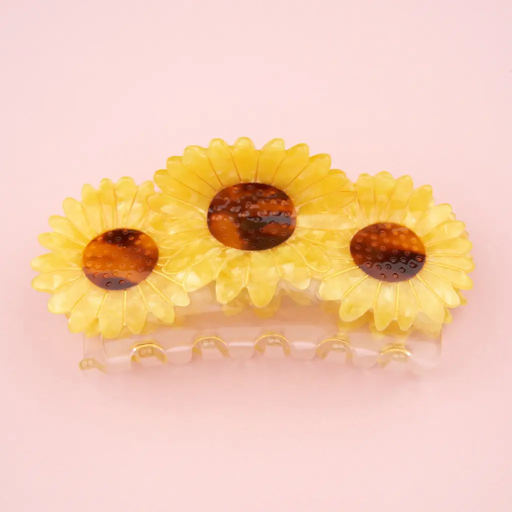 [COU-PINCETRIOTOURNESOLS] Pince à cheveux 'Trio de Tournesols' – Coucou Suzette