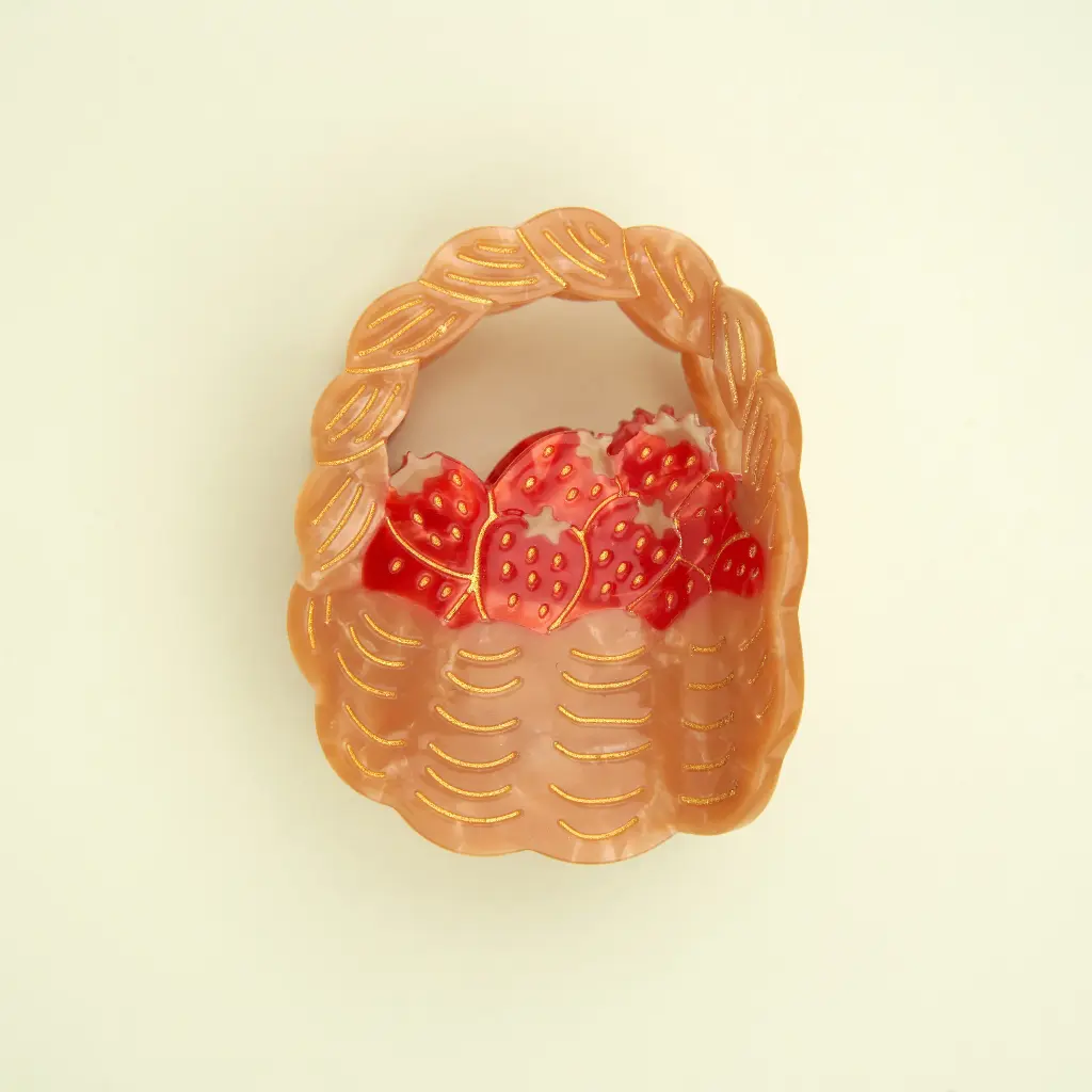 [COU-PINCEPANIERFRAISE] Pince à cheveux 'Panier de Fraises' – Coucou Suzette
