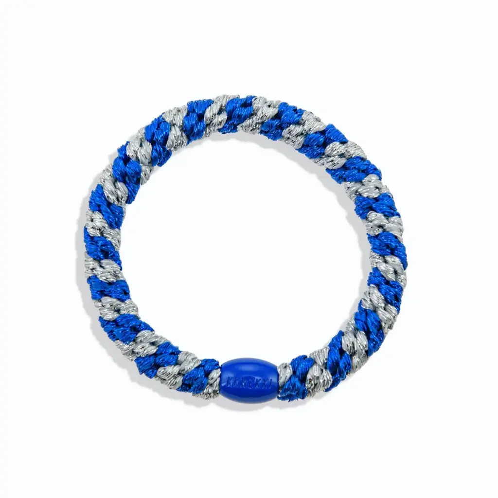 [KNKK-25583] Élastique – Classique – Bleu électrique & argent – Rayé pailleté – Kknekki