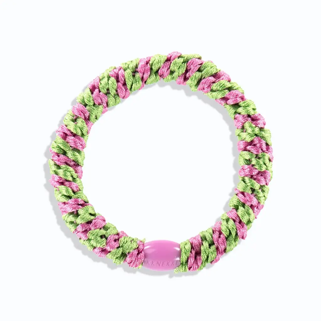 [KNKK-21757] Élastique – Classique – Vert prairie & rose bonbon – Bicolore – Kknekki