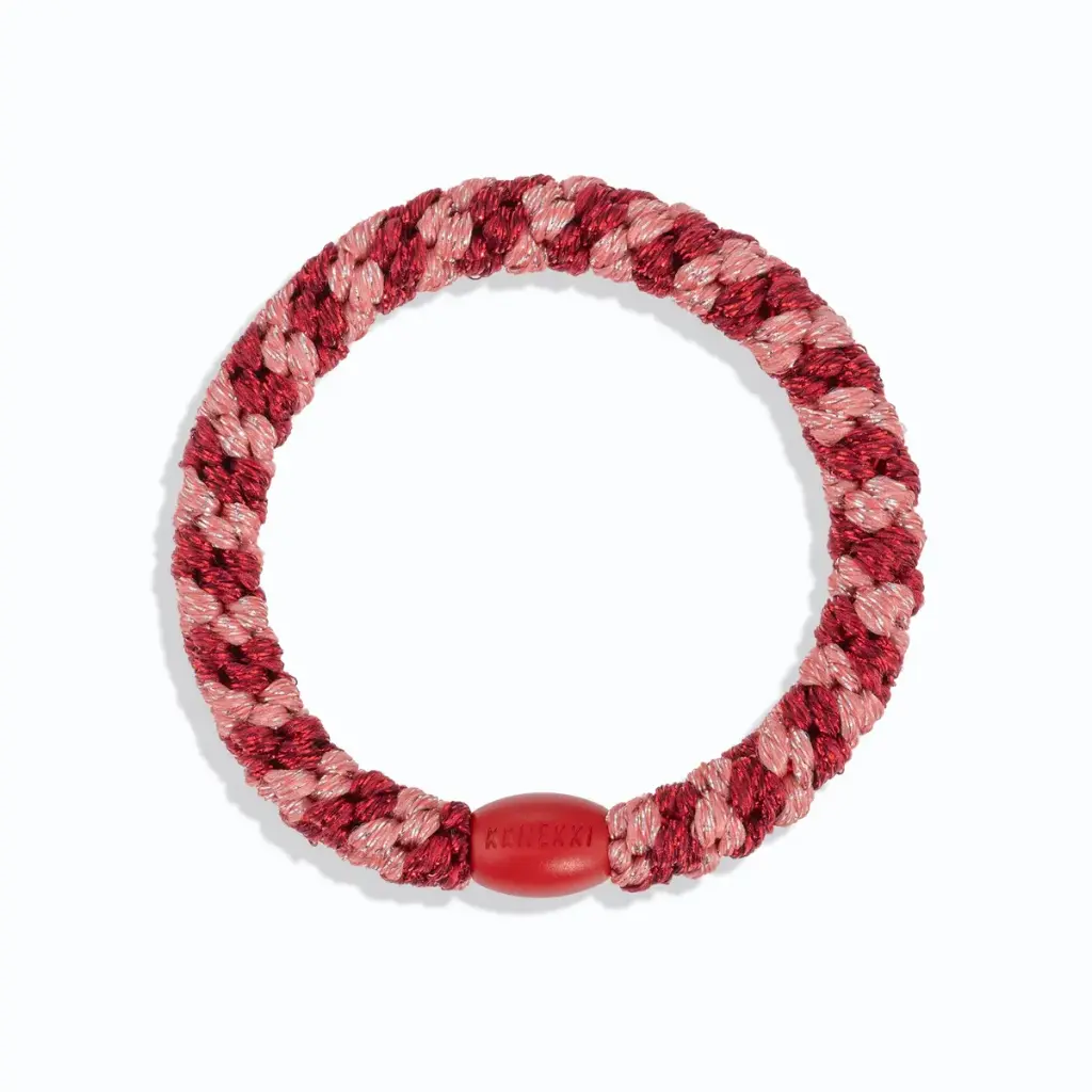 [KNKK-25688] Élastique – Classique – Corail & bordeaux – Rayé pailleté – Kknekki