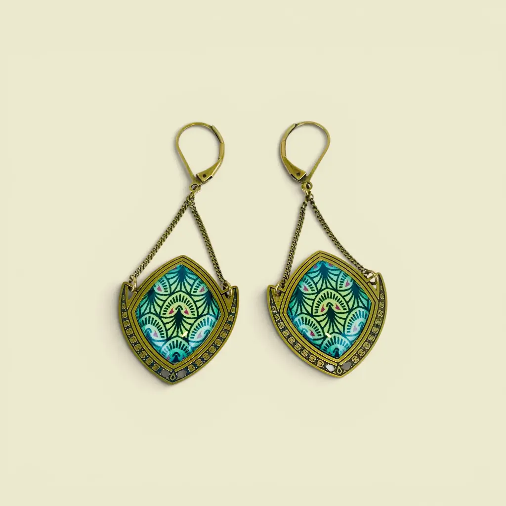 [BLAISE-E1900-JUN/BOPM1] Boucles d'oreilles 'Esprit 1900 – Oiseau de Junon' – Amélie Blaise