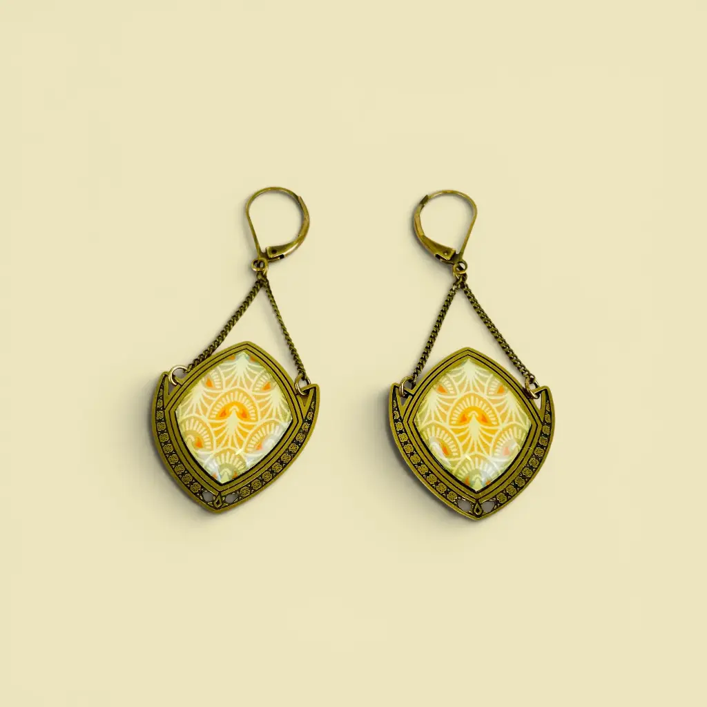 [BLAISE-E1900-JUN/BOPM4] Boucles d'oreilles 'Esprit 1900 – Oiseau de Junon' – Amélie Blaise