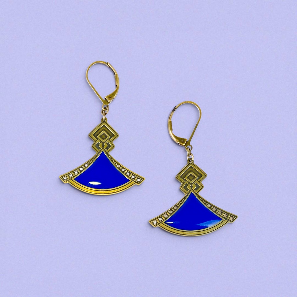 [BLAISE-CLA-0425] Boucles d'oreilles 'Classiques – Kimono' – Bleu klein – Amélie Blaise