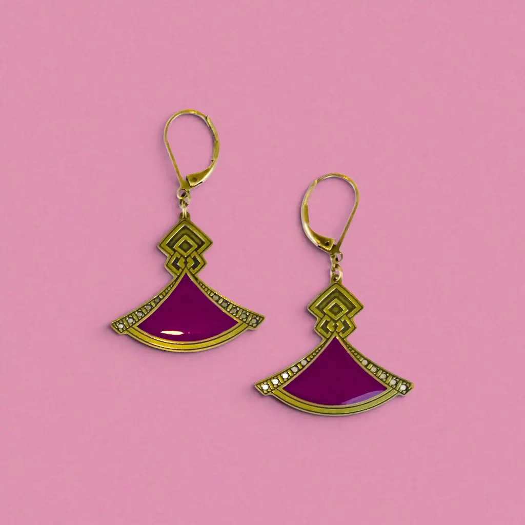 [BLAISE-CLA-0427] Boucles d'oreilles 'Classiques – Kimono' – Pourpre – Amélie Blaise