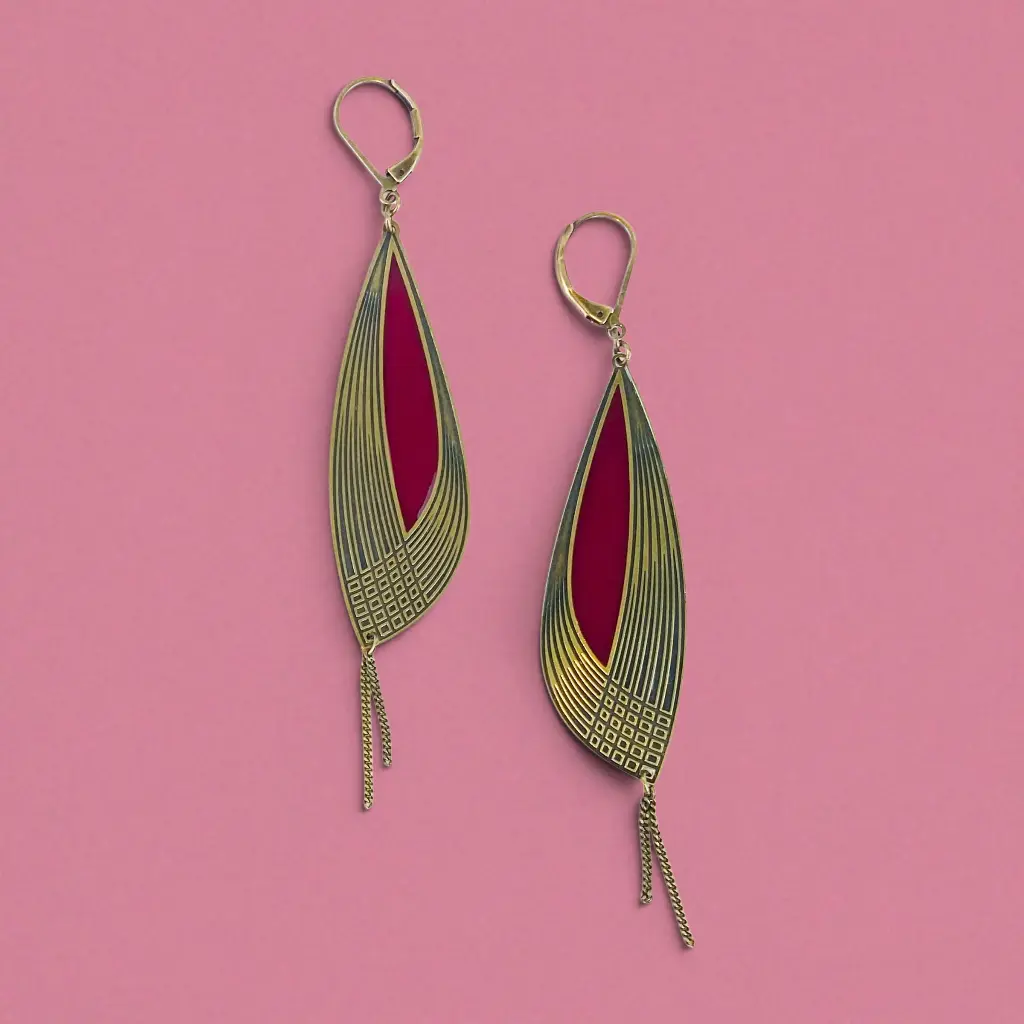[BLAISE-CLA-0430] Boucles d'oreilles 'Classiques – Pétale' – Bordeaux – Amélie Blaise