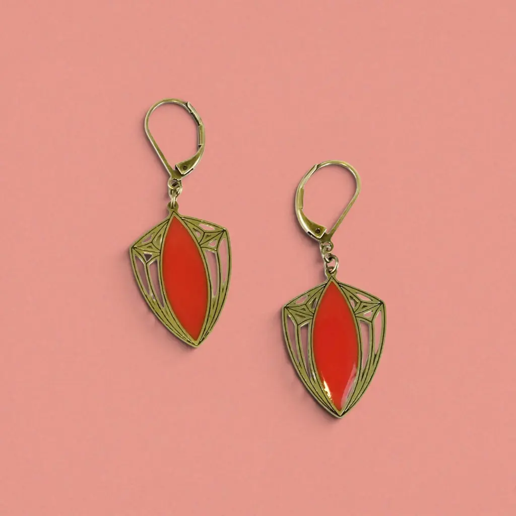[BLAISE-CLA-0434] Boucles d'oreilles 'Classiques – Fantasy' – Vermillon – Amélie Blaise