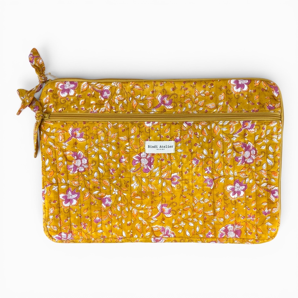 [BIND-PO15_FOS_SUN] Pochette d'ordinateur (15 pouces) 'Folk Story Sun' – Bindi Atelier
