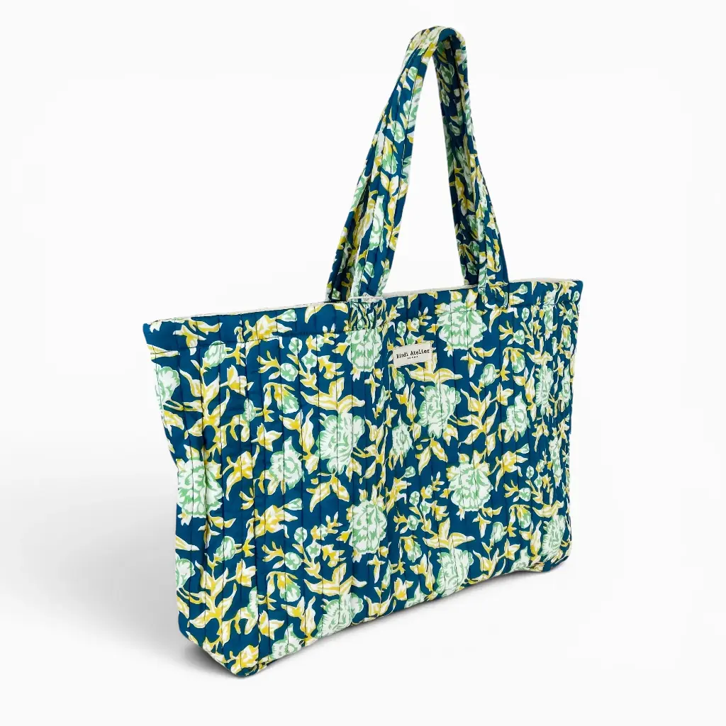 [BIND-MS_BDM_LAG] Sac cabas 'Bouquet du Matin Lagon' – Bindi Atelier