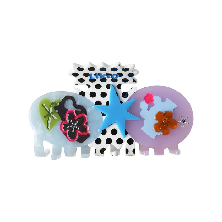 [LIKI-LK-HC2522-BEPP] Pince à cheveux 'Color Pebble Polka Dot Vase – Grape Ice Frappe' – Likio