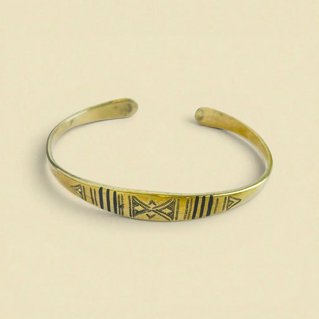 [BRDO-0060] Bracelet touareg gravé – Laiton [0060]