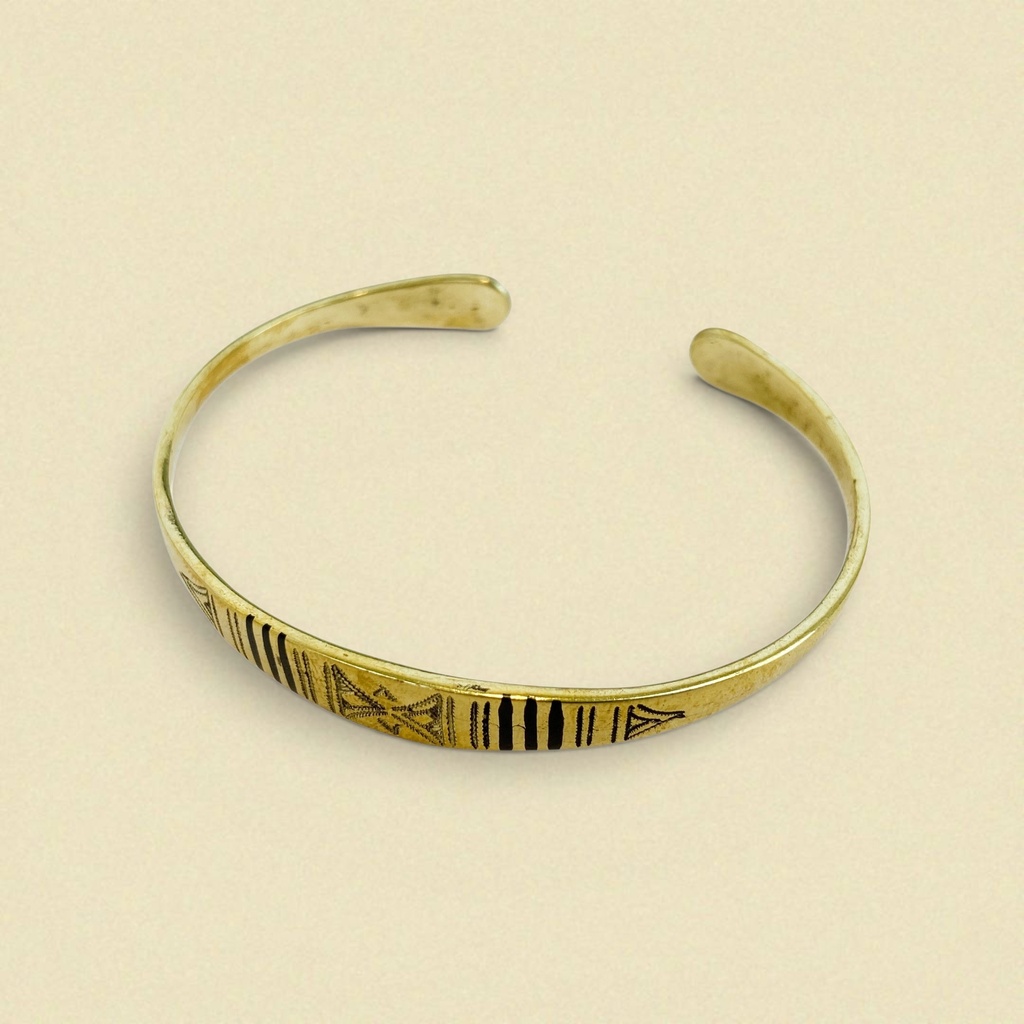 [BRDO-0061] Bracelet touareg gravé – Laiton [0061]