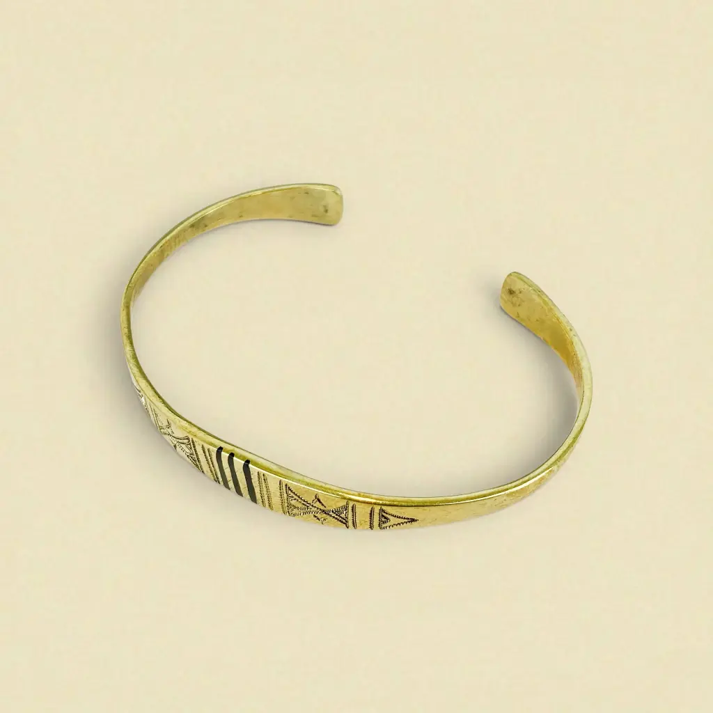[BRDO-0062] Bracelet touareg gravé – Laiton [0062]