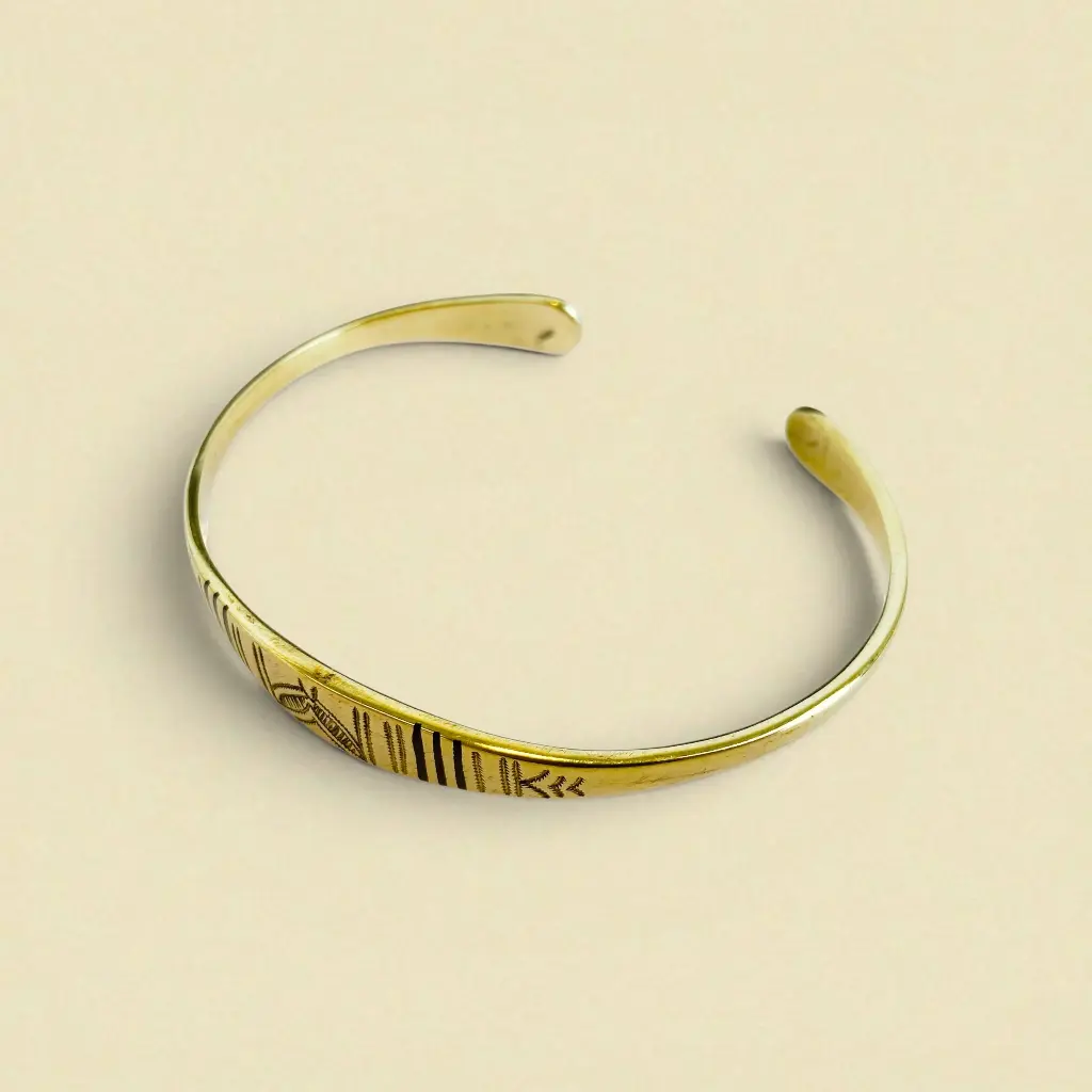 [BRDO-0063] Bracelet touareg gravé – Laiton [0063]