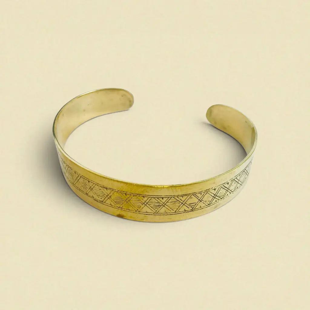 [BRDO-0064] Bracelet touareg gravé – Laiton [0064]