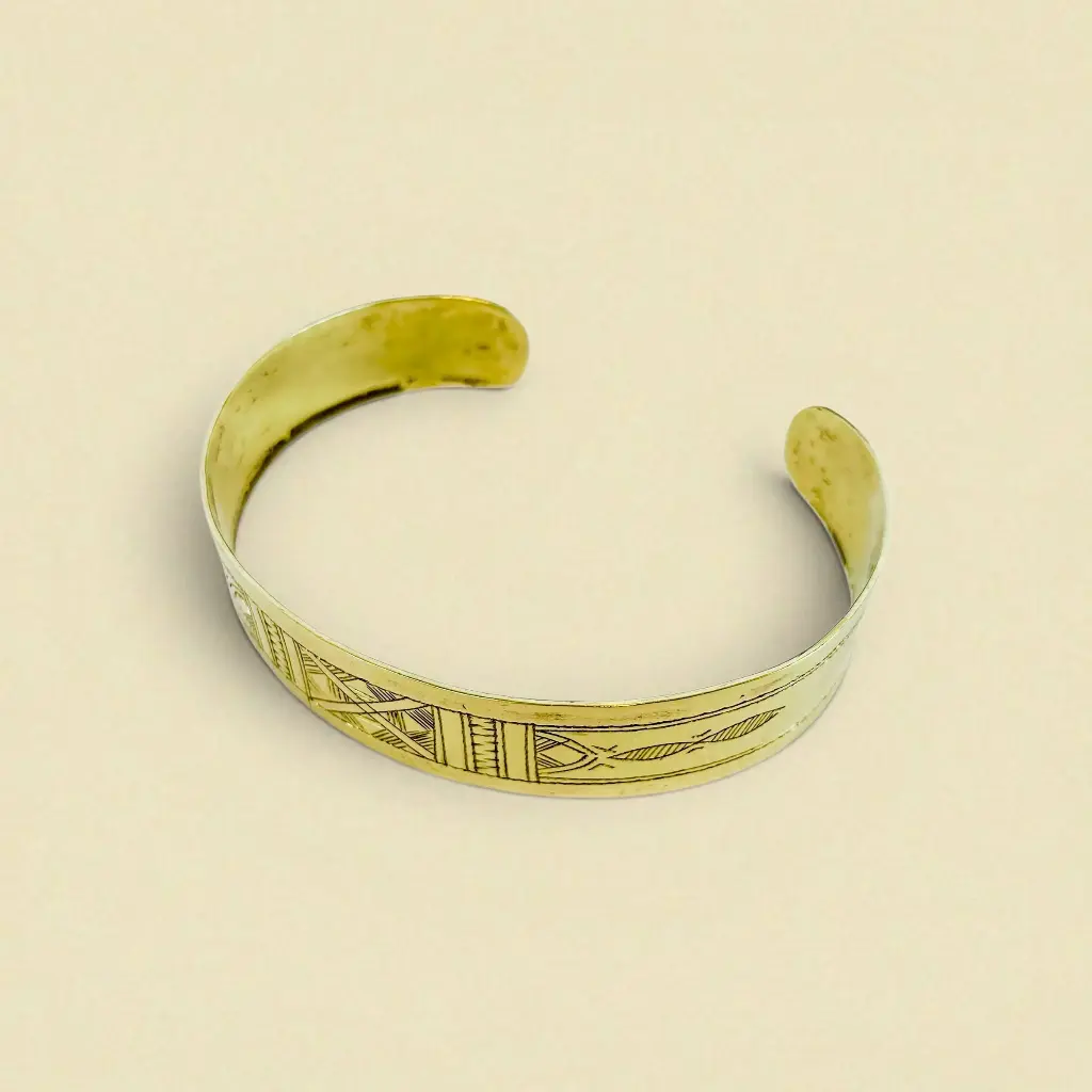 [BRDO-0066] Bracelet touareg gravé – Laiton [0066]