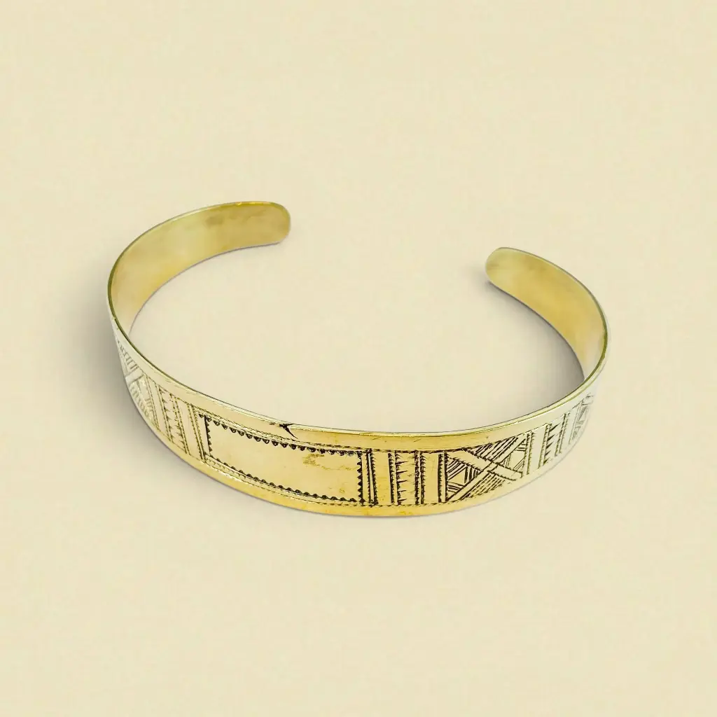 [BRDO-0067] Bracelet touareg gravé – Laiton [0067]