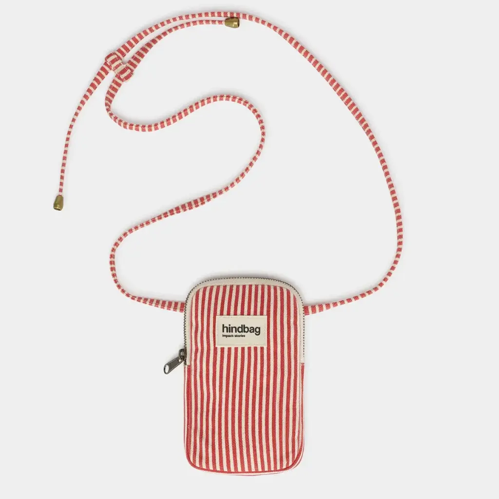 [HIND-7HINDBILL_RAYF_ROUGE] Housse téléphone 'Bill' – Rayures rouge – Hindbag