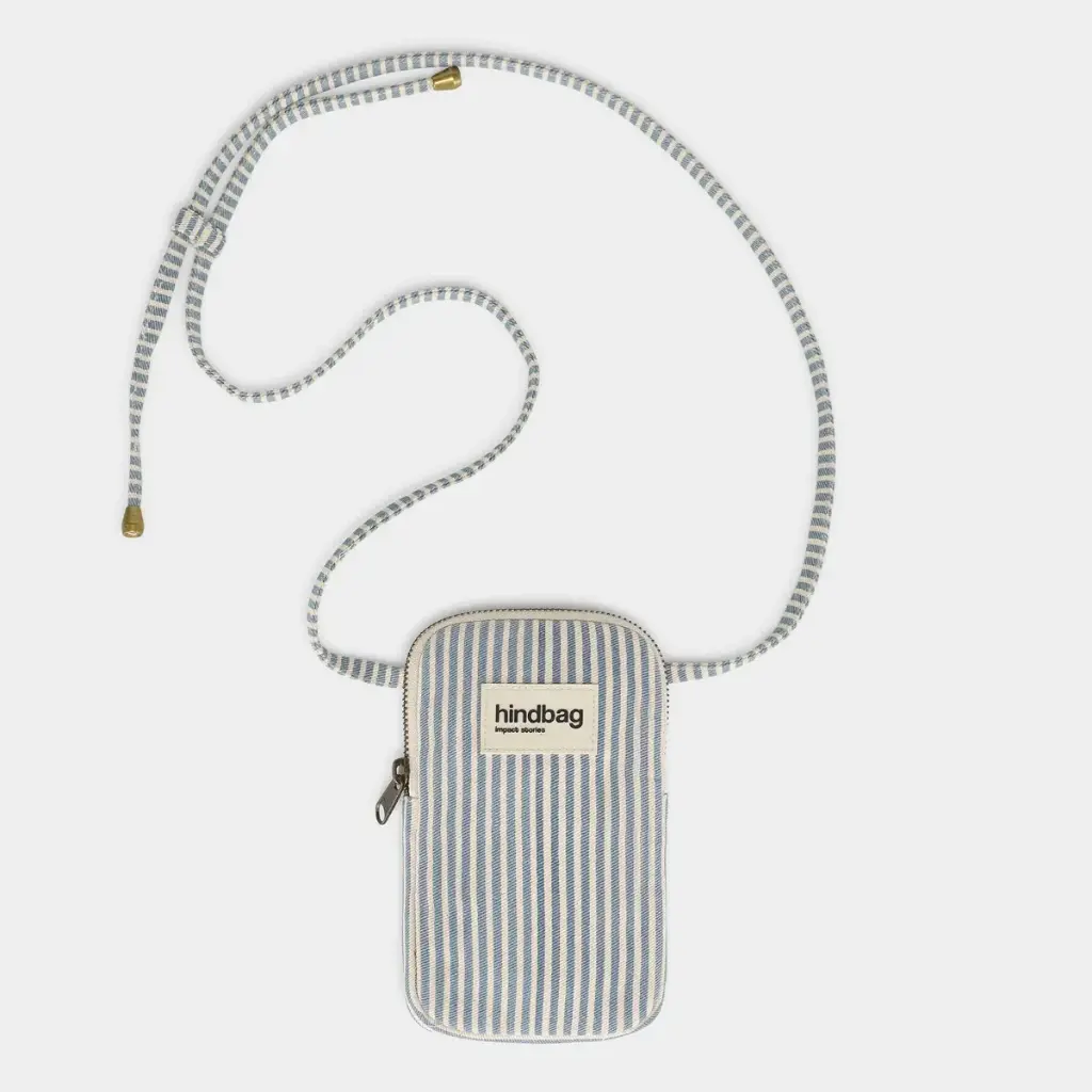 [HIND-7HINDBILL_RAYF_BLEU] Housse téléphone 'Bill' – Rayures bleu – Hindbag
