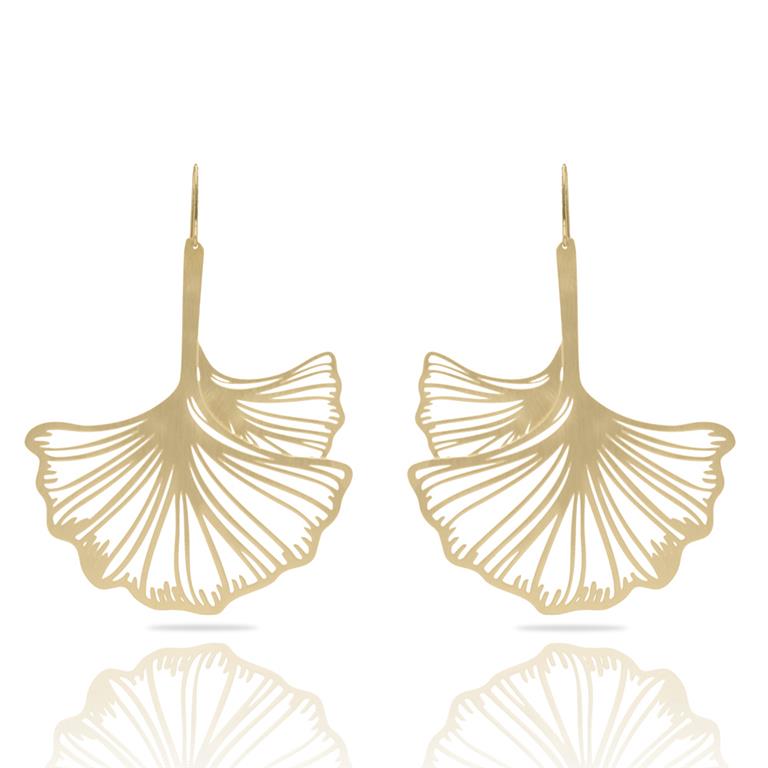 [RAS-3053017] Boucles d'oreilles 'Gingko Biloba' – Laiton plaqué or – RAS