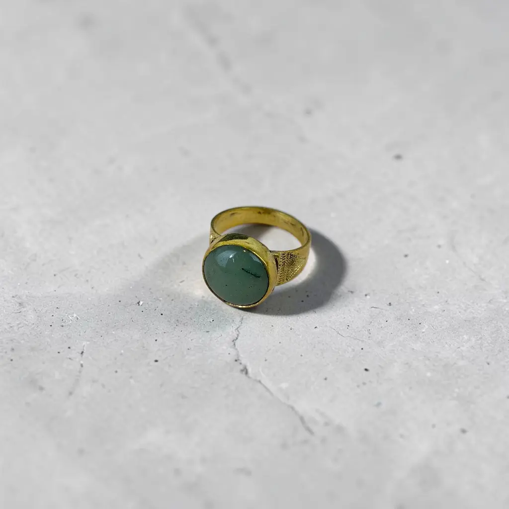 [BADO-0052-61] Bague touareg – Laiton – Jade [0052]