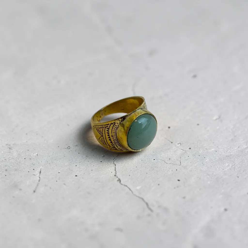 [BADO-0053-59] Bague touareg – Laiton – Jade [0053]