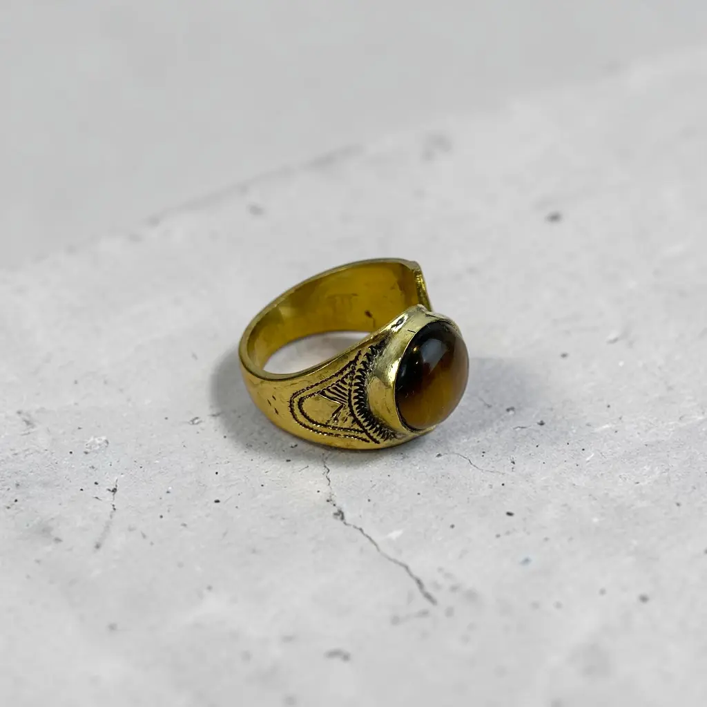 [BADO-0057-58-A] Bague touareg – Laiton – Œil de Tigre [0057]