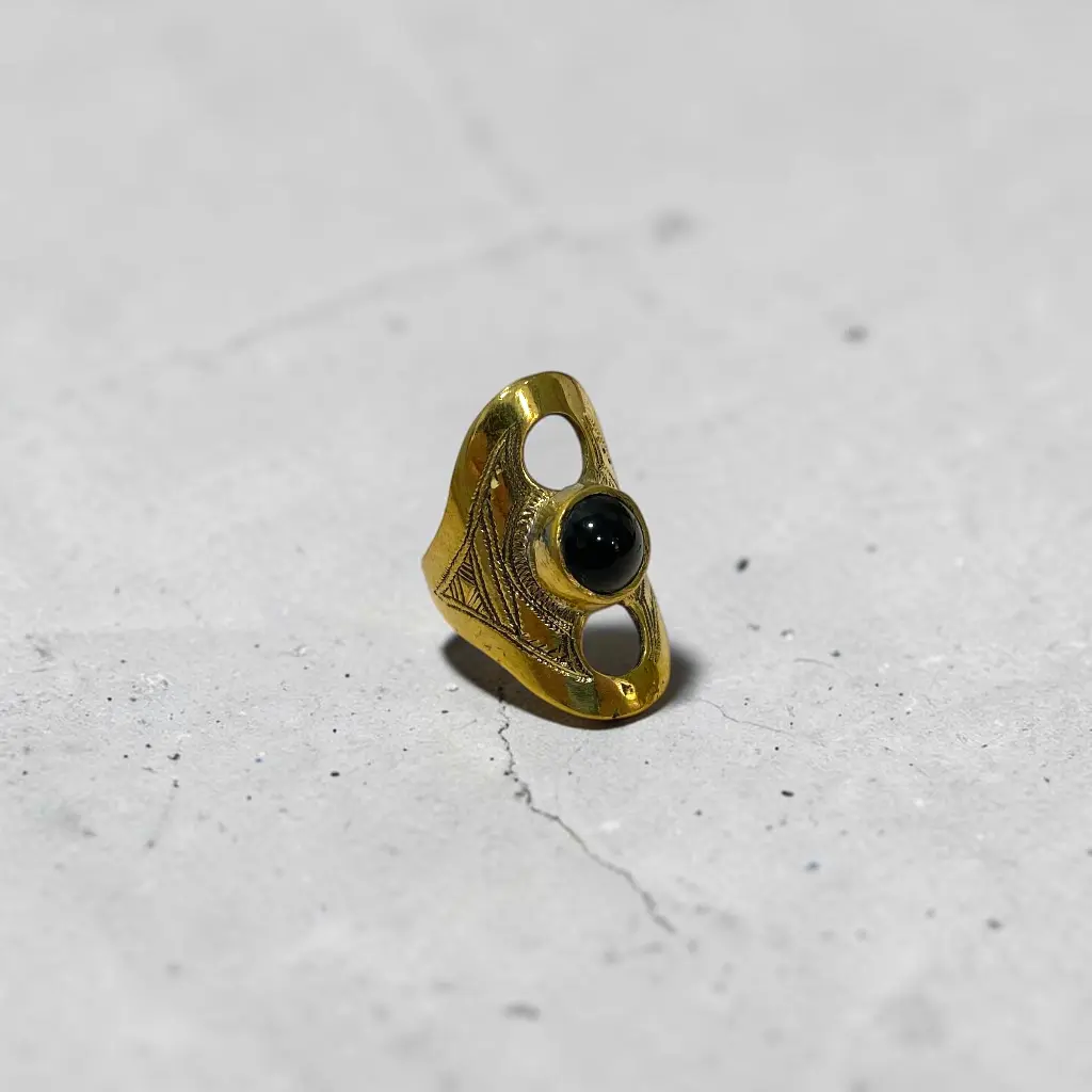 [BADO-0063-59] Bague touareg – Laiton – Onyx [0063]