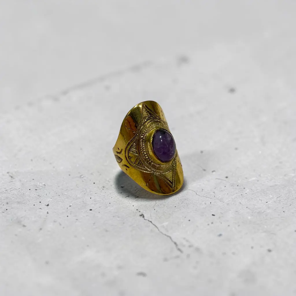 [BADO-0064-55] Bague touareg – Laiton – Améthyste [0064]
