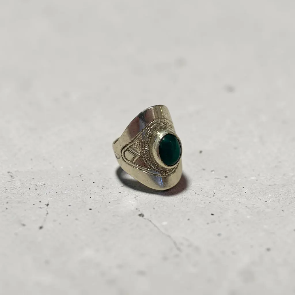 [BAAR-3568-55] Bague touareg – Argent – Agate verte [3568]
