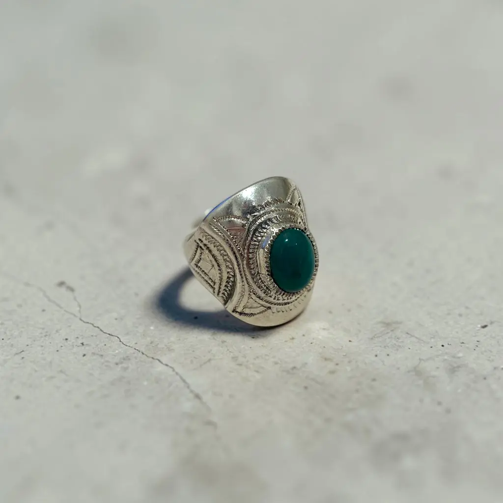 [BAAR-3569-57] Bague touareg – Argent – Agate verte [3569]