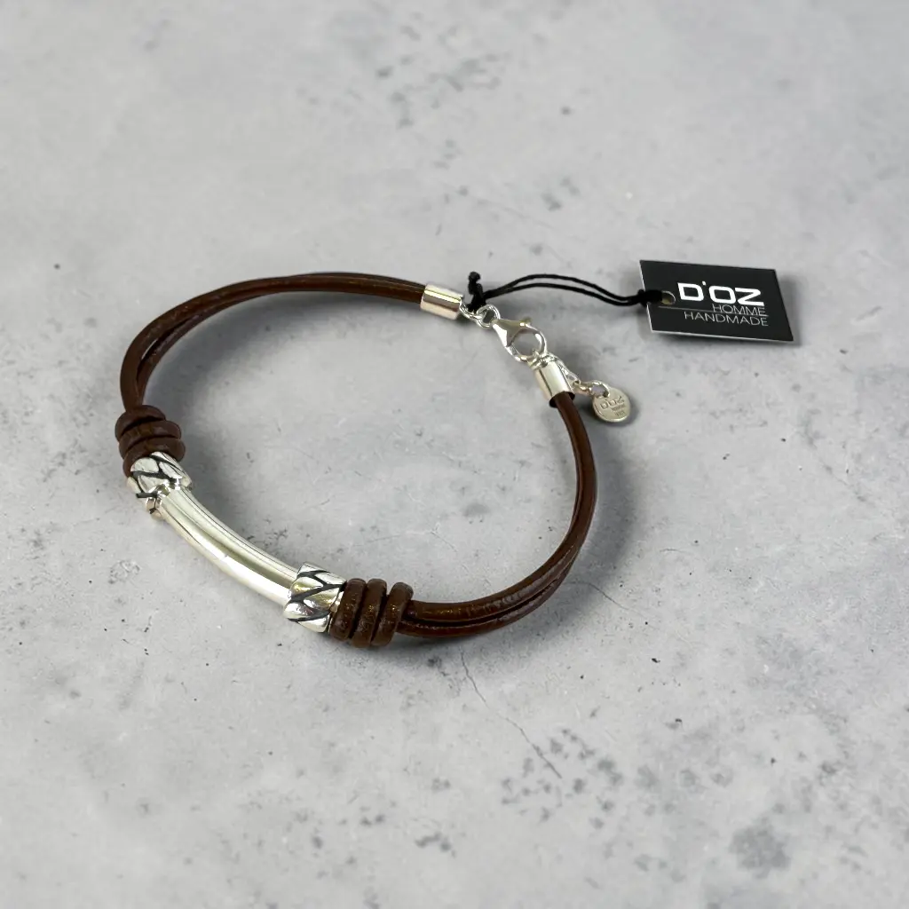 [DOZH-K0404] Bracelet – Cuir & argent 925 – D'Oz Homme