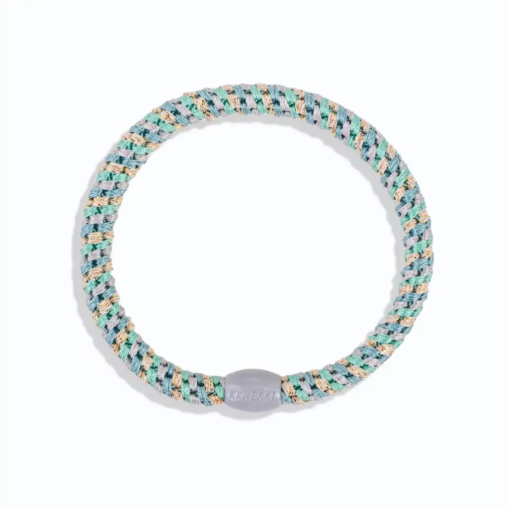[KNKK-25615] Élastique – Slim – Or & bleu sarcelle – Mix pailleté – Kknekki