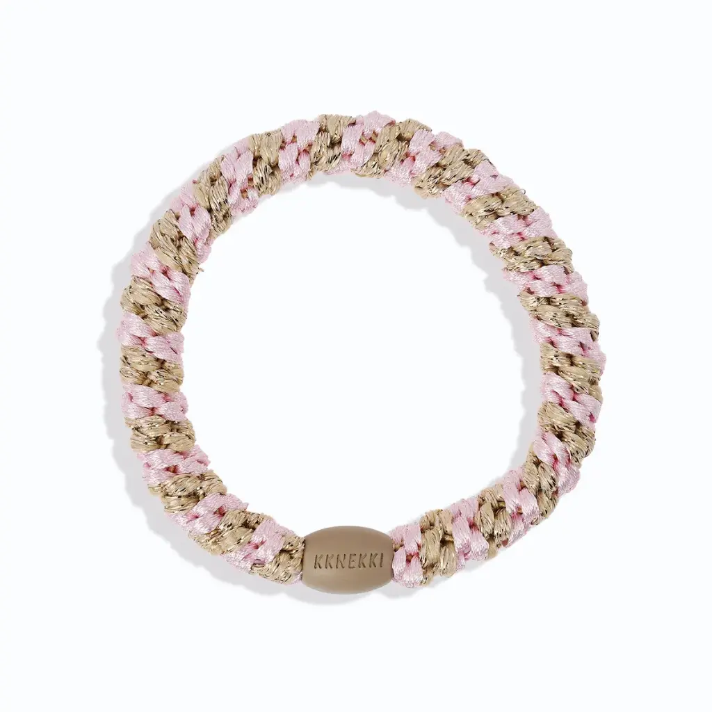 [KNKK-21763] Élastique – Classique – Beige & rose clair – Rayé pailleté – Kknekki