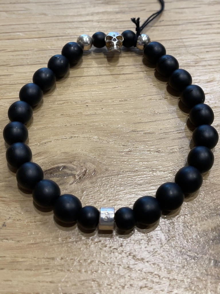 [DOZ-E0070-M] Bracelet Perles Céramiques 6 mm Médium Argent 925