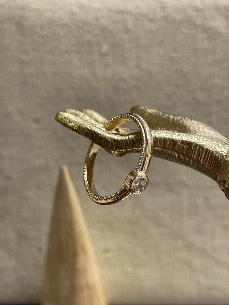 [BJ-6394-58] Bague Bingo Collection Pointillée Plaquée Or & Zircon - By Johanne