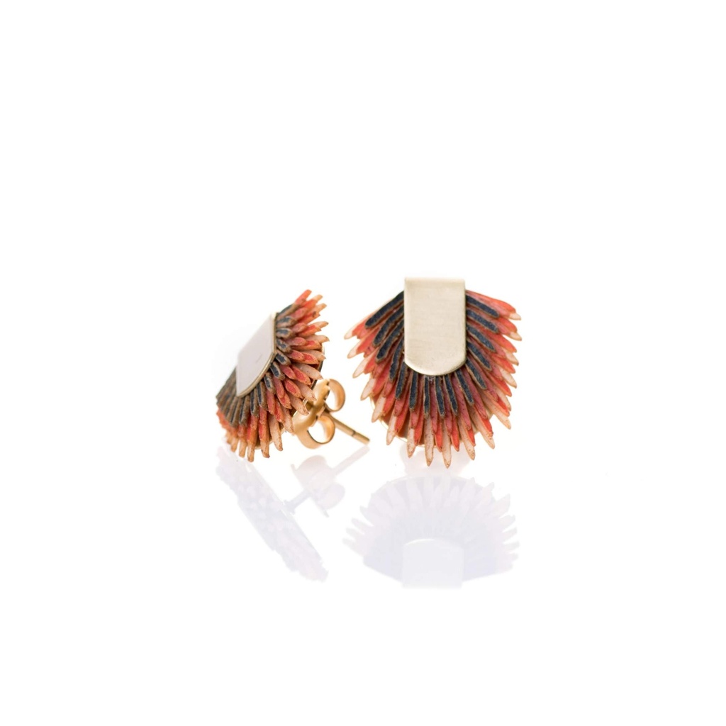 [PACA-PAL-PD003-ROUG] Boucles d'Oreilles Rouges à fermoir à tige 'Areca Presion' - Paca Peca