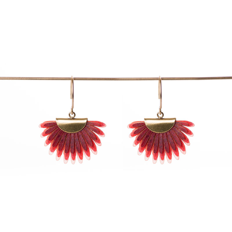 [PACA-PAL-PD004-ROUG] Boucles d'Oreilles Rouges 'Sabal Corto' - Paca Peca